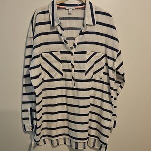 Tribal Blue and White Shirt